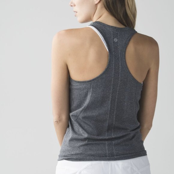 Lululemon Swiftly Tech Racerback Tank Top Heathered Black Gray Seamless Size 6 - Picture 2 of 12